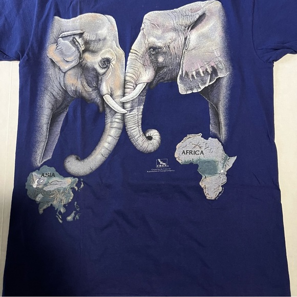 Vintage single stitch tshirt size medium elephant nature print 1992 Hanes Usa - Picture 6 of 11